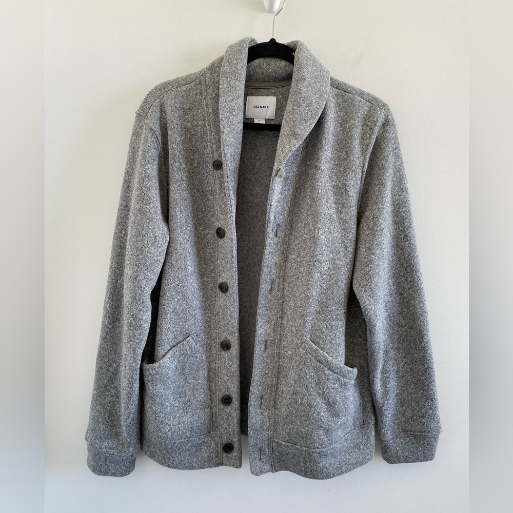 Old Navy Heather Gray Button Front Grandfather Cardigan Size Medium